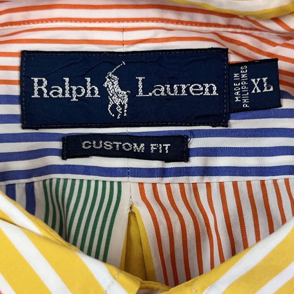 Ralph Lauren Mens XL Shirt Multicolor Stripe Custom Fit Long Sleeve Button Down - Picture 3 of 9